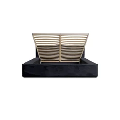 Meublorama Lit coffre ORLANE Noir Ardoise polaire 160x200 cm Sommier relevable Design haut de gamme