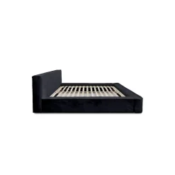 Meublorama Lit coffre ORLANE Noir Ardoise polaire 160x200 cm Sommier relevable Design haut de gamme