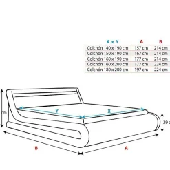 Design Ameublement Lit coffre PARISINA 180x200 cm blanc et noir simili cuir LED Outlet