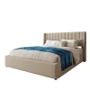 Blackcolors Lit Coffre Rangement Rembourré Hydraulique Sommier Métal 160x200 Lin Beige