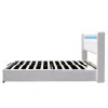 Nuits D'Or Lit coffre rangement 140x190 cm avec tete de lit LED - 12 lattes - montage rapide et facile - confort optimal - design moderne - Discount