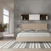 Ityhome Lit coffre rembourré en simili cuir gris tourterelle Sunny 200x210 Discount