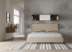 Ityhome Lit coffre rembourré en simili cuir gris tourterelle Sunny 200x210 Discount