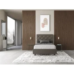 Ityhome Lit coffre rembourré en simili cuir Priya cappuccino 120x200