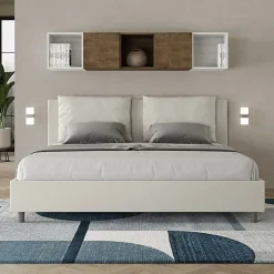 Ityhome Lit coffre rembourré en simili cuir blanc Antea 180x200 Sale