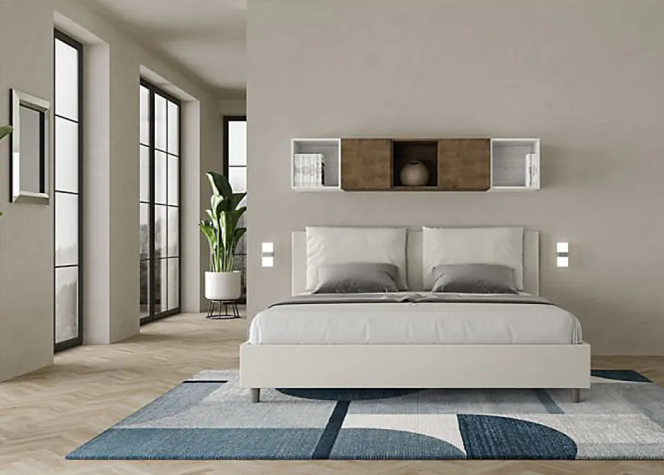 Ityhome Lit coffre rembourré en simili cuir blanc Antea 180x200 Sale