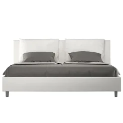 Ityhome Lit coffre rembourré en simili cuir blanc Antea 180x200 Sale