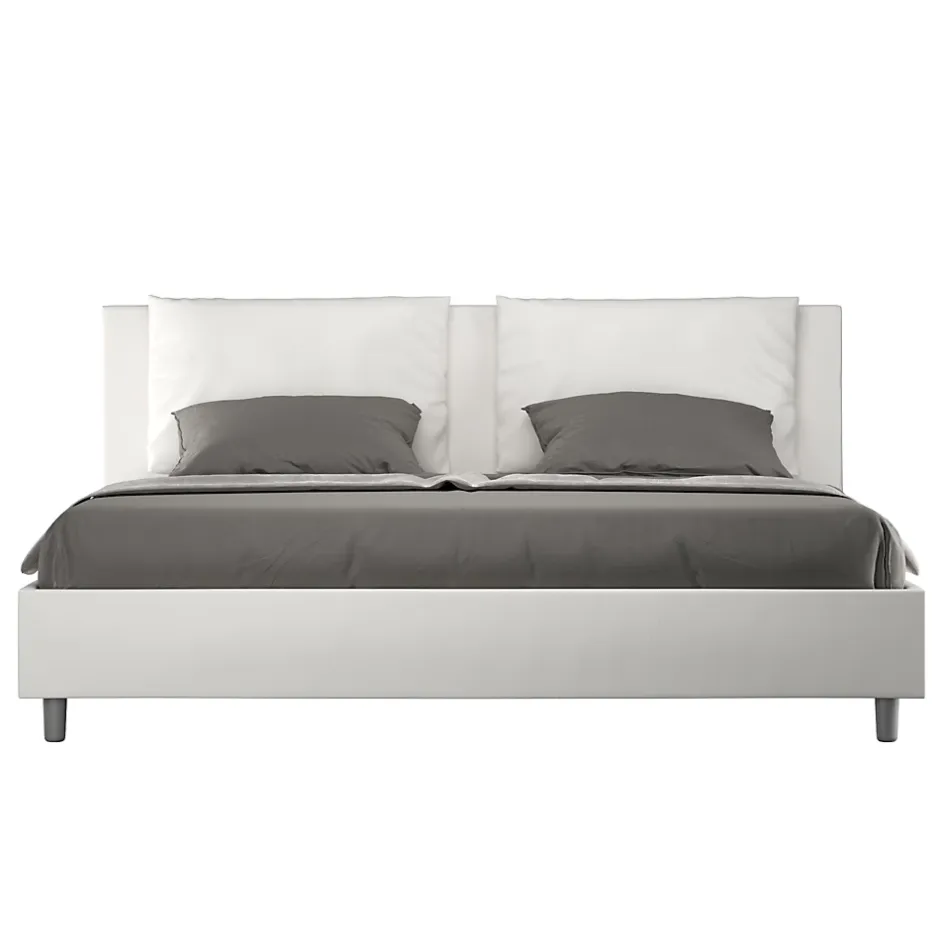 Ityhome Lit coffre rembourré en simili cuir blanc Antea 180x200 Sale