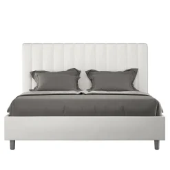 Ityhome Lit coffre rembourré en simili cuir blanc Agueda 160x200