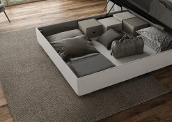 Ityhome Lit coffre rembourré en simili cuir blanc Agueda 160x200