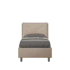 Ityhome Lit coffre rembourré en simili cuir gris tourterelle Appia 80x210