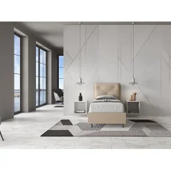 Ityhome Lit coffre rembourré en simili cuir gris tourterelle Appia 80x210