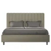 Ityhome Lit coffre rembourré en simili cuir Agueda cappuccino 160x210