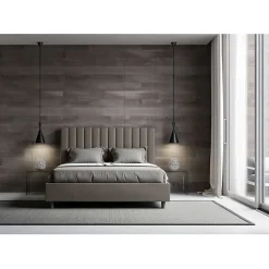 Ityhome Lit coffre rembourré en simili cuir Agueda cappuccino 160x210