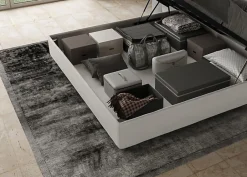 Ityhome Lit coffre rembourré en simili cuir blanc Antea 200x200