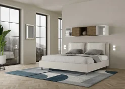 Ityhome Lit coffre rembourré simili cuir blanc Antea 180x190 Online