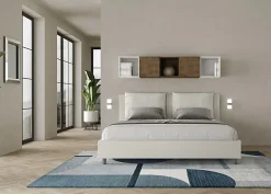 Ityhome Lit coffre rembourré simili cuir blanc Antea 180x190 Online
