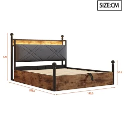 Okwish Lit Coffre Simple 90x190 cm - Baldaquin et Éclairage LED, Rangement Hydraulique Sous Sommier, Ports USB/Type-C, Sans Matelas, Noir Hot