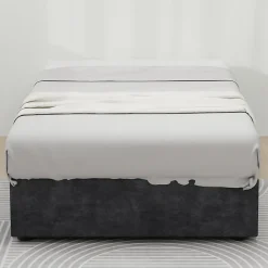 Okwish Lit Coffre Simple 90x200 cm - Lit Avec Vérin Pour Ouverture Facile, Bas et Moderne, Sans Tête de Lit, Sans Matelas, Velours Gris Best