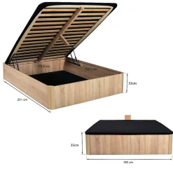 Weber Industries LIT COFFRE SPIRO 180x200cm + 1 SOMMIER / Décor Chêne Blanchi Hot