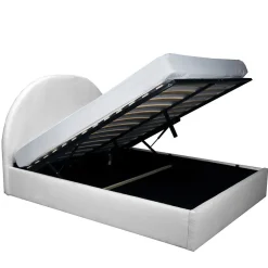 Weber Industries LIT COFFRE TISSU BOUCLETTE 160x200 SHERPA + SOMMIER / Blanc