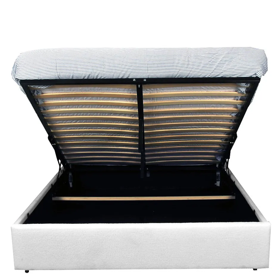 Weber Industries LIT COFFRE TISSU BOUCLETTE 160x200 SHERPA + SOMMIER / Blanc