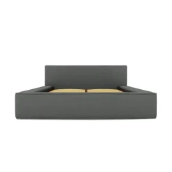 Meublorama Lit coffre VELORA Ardoise bouclé 180x200 cm Tissu velours doux Sommier relevable Rangement intégré Clearance