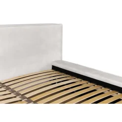 Meublorama Lit coffre VELORA Sable 140x200 cm Tissu velours doux Sommier relevable Rangement intégré