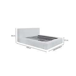 Meublorama Lit coffre VELORA Taupe rosé bouclé 180x200 cm Tissu velours doux Sommier relevable Rangement intégré
