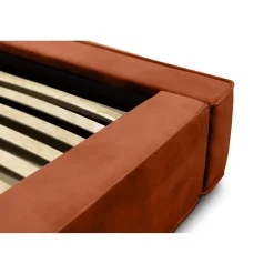 Meublorama Lit coffre VELORA Terracotta 160x200 cm Tissu velours doux Sommier relevable Rangement intégré Best