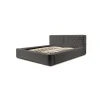 Meublorama Lit coffre VERNON Tissu chenille bouclé Anthracite profond 140x200 cm Sommier relevable Design haut de gamme Hot