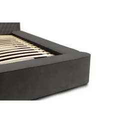 Meublorama Lit coffre VERNON Tissu chenille bouclé Anthracite profond 140x200 cm Sommier relevable Design haut de gamme Hot