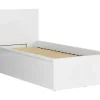 Pegane Lit coffre 90x200 avec sommier et rangement, coloris Blanc brillant - Longueur 204,5 x Profondeur 99 x Hauteur 95/40,5 cm