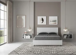 Ityhome Lit coffre 140x200 avec tête de lit inclinée en frêne blanc Demas Sale