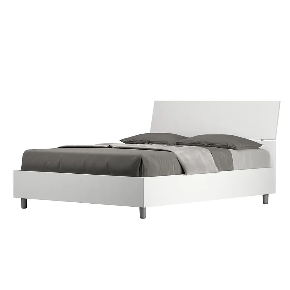 Ityhome Lit coffre 140x200 avec tête de lit inclinée en frêne blanc Demas Sale