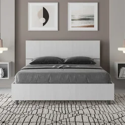Ityhome Lit coffre 140x200 avec tête de lit inclinée en frêne blanc Demas Sale
