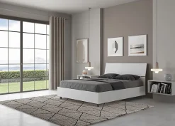 Ityhome Lit coffre 140x200 avec tête de lit inclinée en frêne blanc Demas Sale