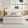 Simple Life Lit Coffre 140x200 avec USB et Type C, Lit capitonné avec Sommier à Lattes, Lit Double, Beige