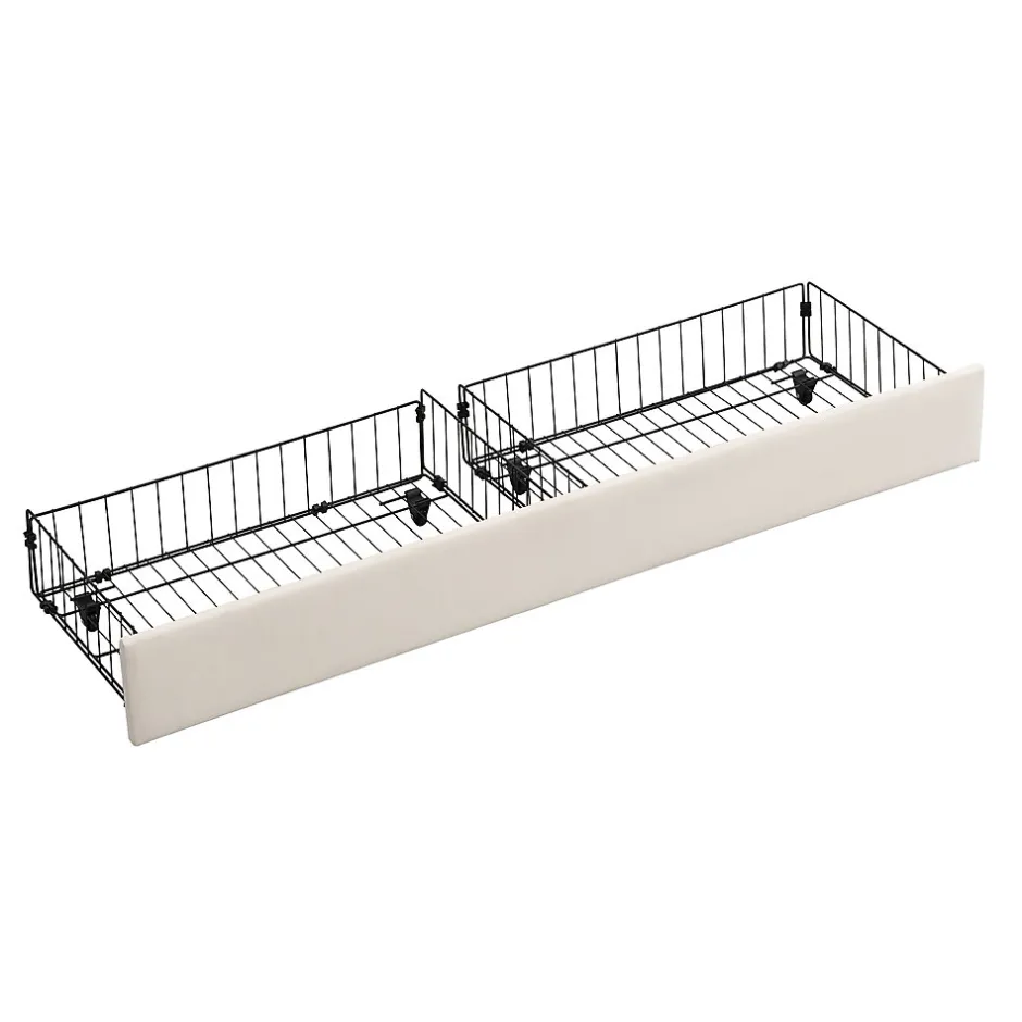 Generique Lit coffre 180x200 cm - Lit coffre hydraulique avec 2 tiroirs et sommier à lattes - Velours - Sans Matelas - Beige