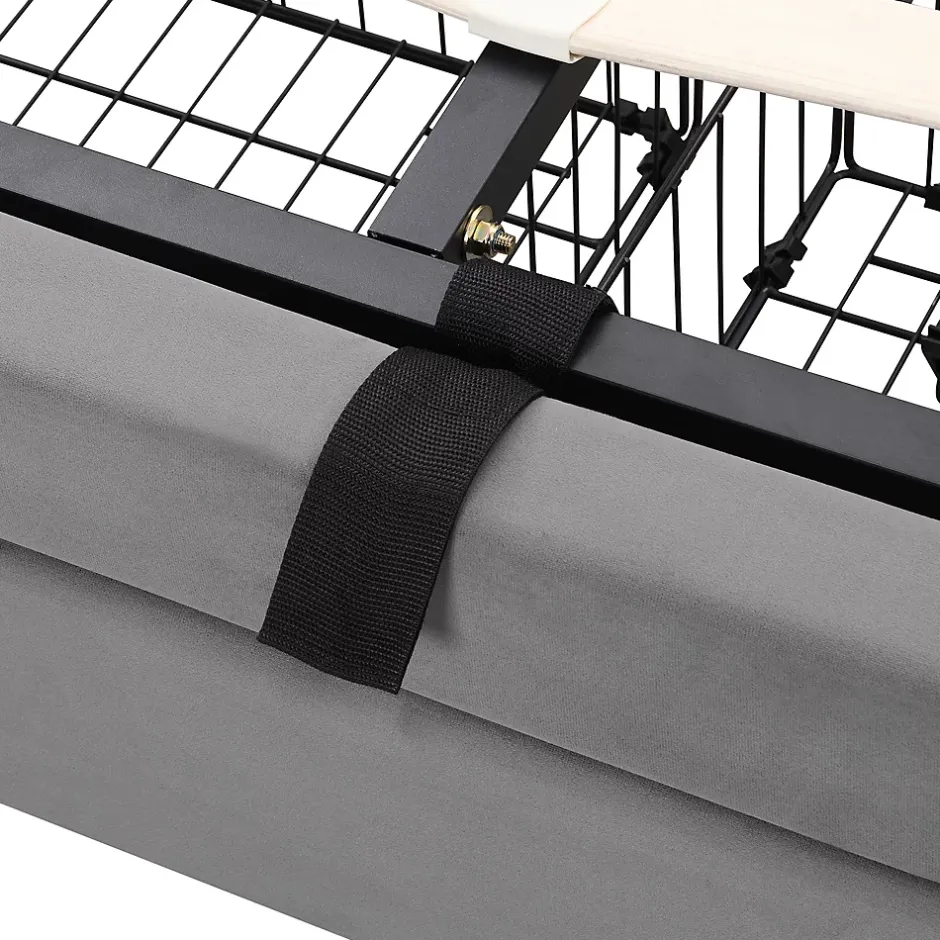 Okwish Lit coffre 180x200 cm - Lit coffre hydraulique avec 2 tiroirs et sommier à lattes - Velours - Sans Matelas - Gris