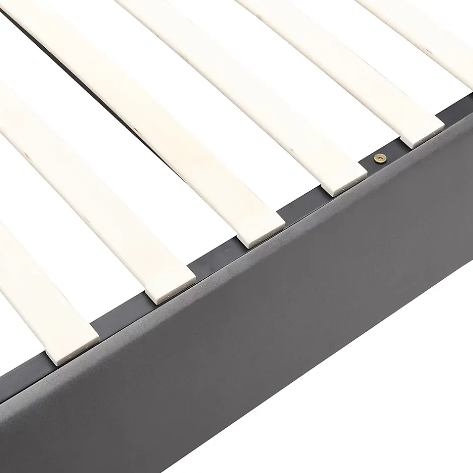 Okwish Lit coffre 180x200 cm - Lit coffre hydraulique avec 2 tiroirs et sommier à lattes - Velours - Sans Matelas - Gris