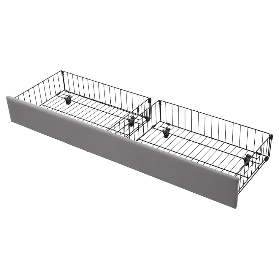 Okwish Lit coffre 180x200 cm - Lit coffre hydraulique avec 2 tiroirs et sommier à lattes - Velours - Sans Matelas - Gris