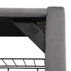 Generique Lit coffre 140x200 cm - Lit coffre hydraulique avec 2 tiroirs et sommier à lattes en bois - Velours - Sans Matelas - Gris