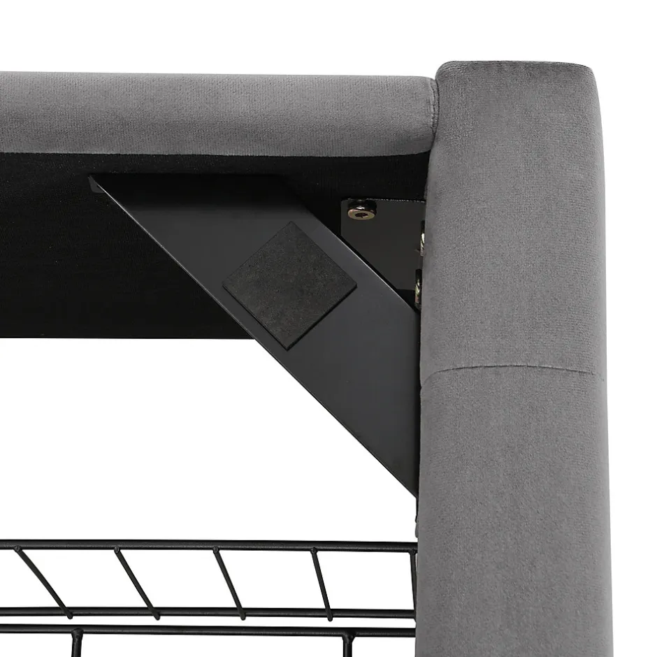 Generique Lit coffre 140x200 cm - Lit coffre hydraulique avec 2 tiroirs et sommier à lattes en bois - Velours - Sans Matelas - Gris