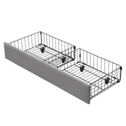 Generique Lit coffre 140x200 cm - Lit coffre hydraulique avec 2 tiroirs et sommier à lattes en bois - Velours - Sans Matelas - Gris