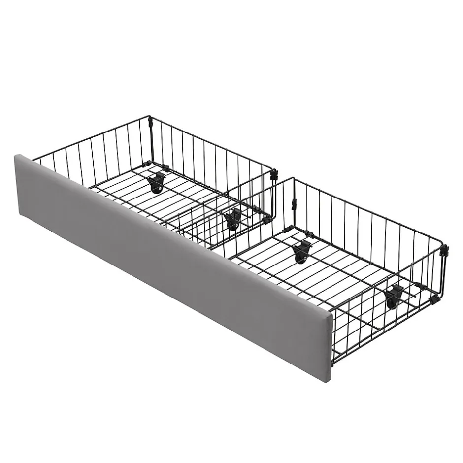 Generique Lit coffre 140x200 cm - Lit coffre hydraulique avec 2 tiroirs et sommier à lattes en bois - Velours - Sans Matelas - Gris