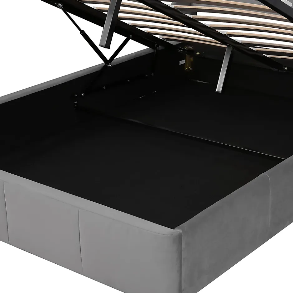 Okwish Lit coffre 140x200 cm - Lit double capitonné avec tête de lit oreille - Velours - Sans Matelas - Gris Online