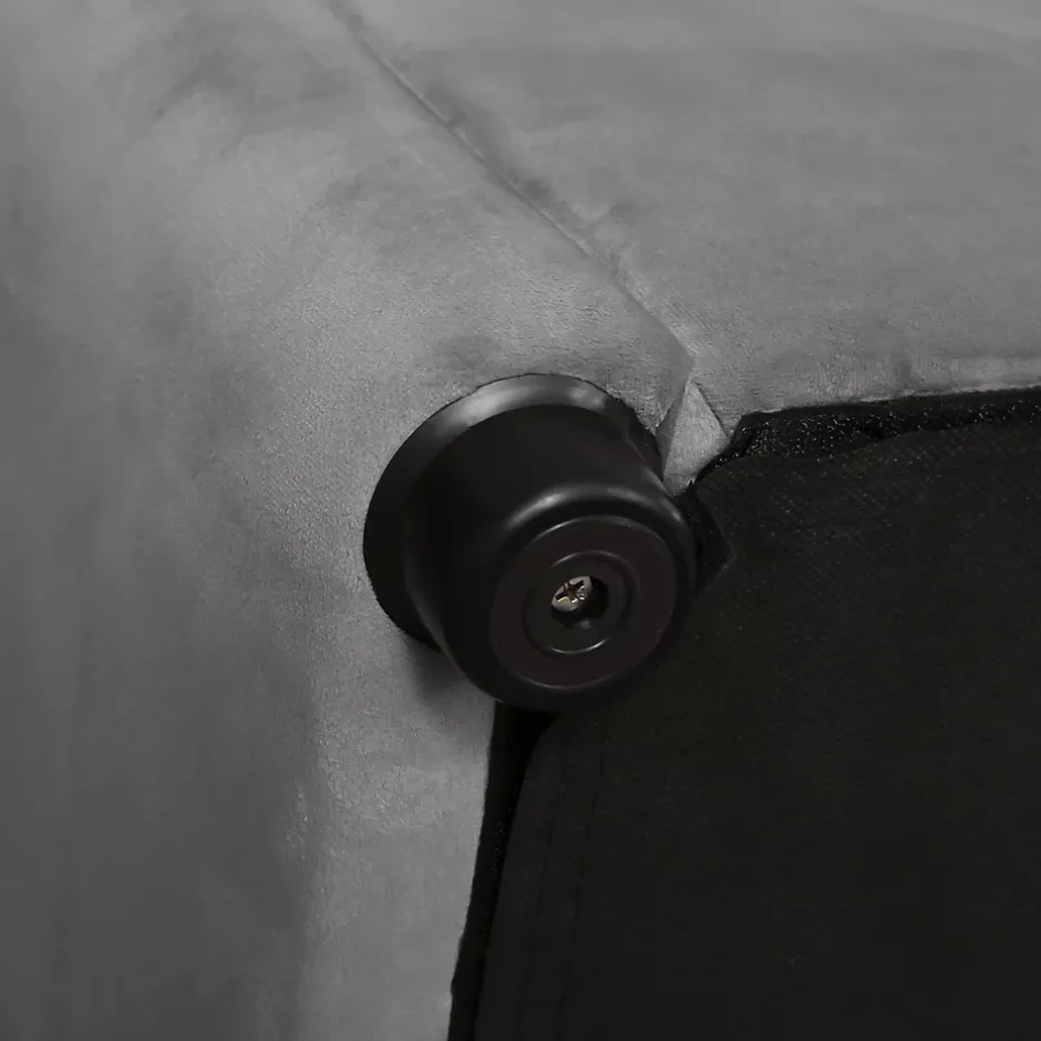 Okwish Lit coffre 140x200 cm - Lit double capitonné avec tête de lit oreille - Velours - Sans Matelas - Gris Online