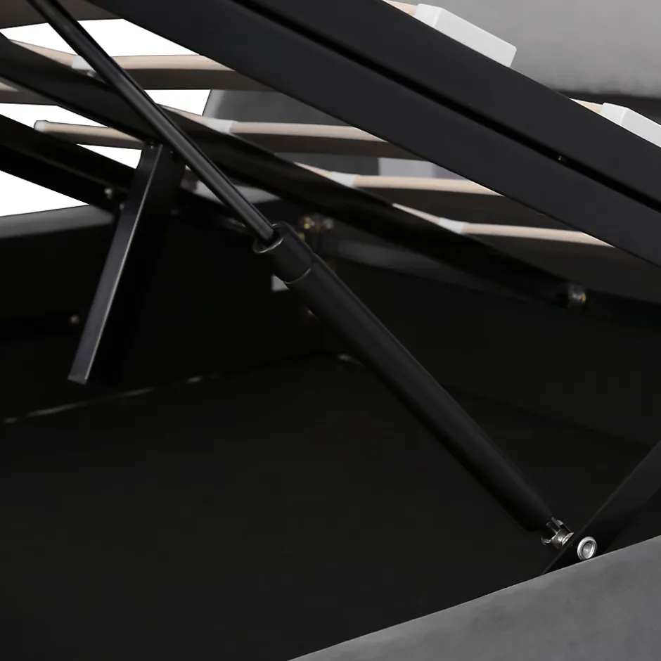 Okwish Lit coffre 140x200 cm - Lit double capitonné avec tête de lit oreille - Velours - Sans Matelas - Gris Online
