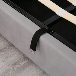 Generique Lit coffre 140x200 cm - Lit double avec sommier à lattes et Coffre hydraulique - Capitonné Velours - Sans Matelas - Gris